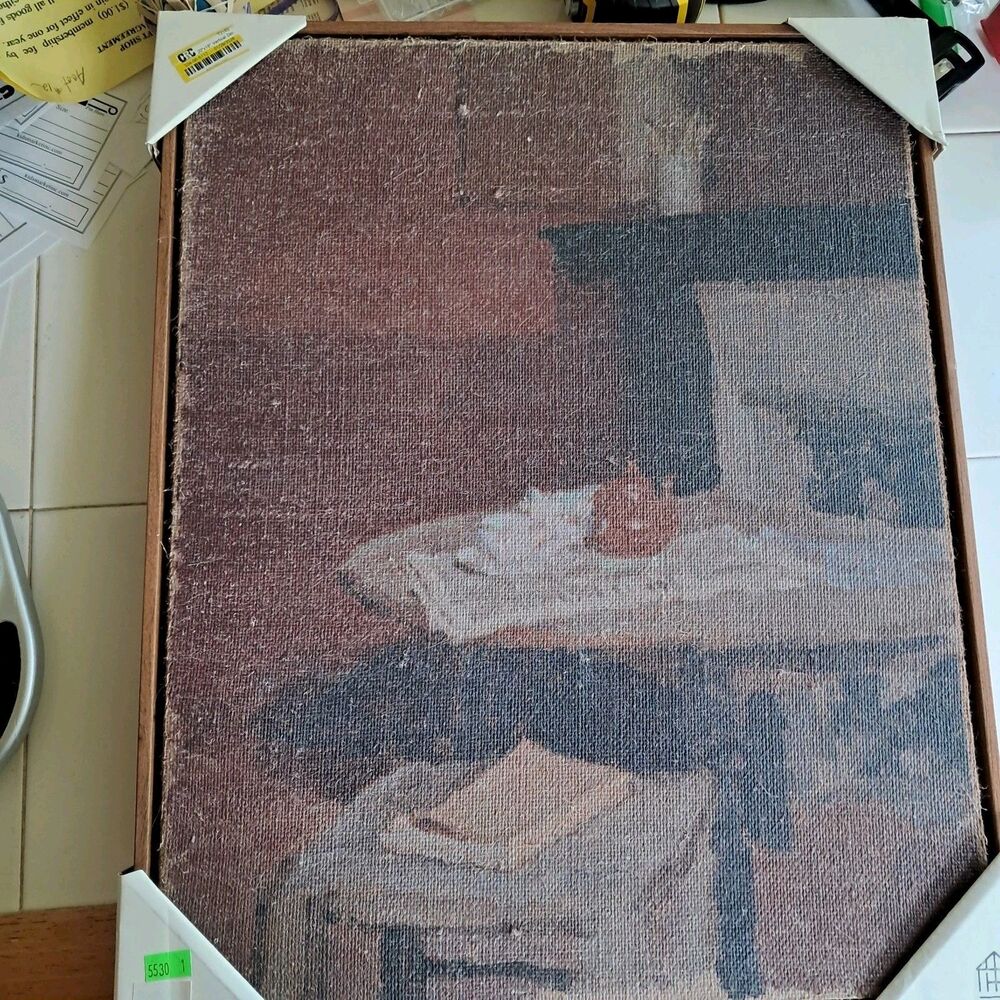 20"x16" Vertical Dining Still Life Framed Burlap Wall Art